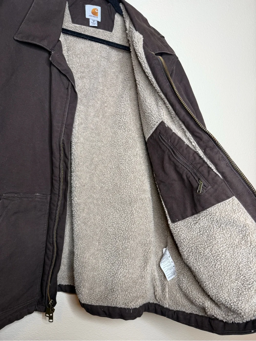 Carhartt Men's Bartlett Loose Fit Washed Duck Sherpa-Lined Coat XL Dark Brown
